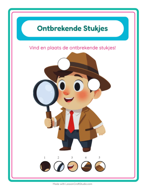 Voorbeeld van het Ontbrekende Stukken-werkblad met Beroepen voor kleuterklas