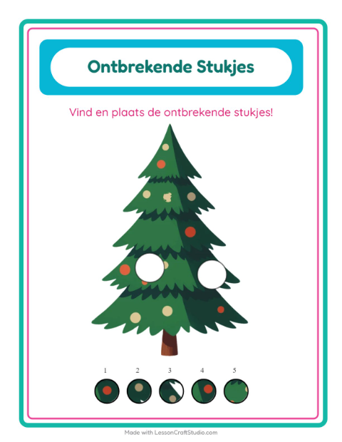 Voorbeeld van het Ontbrekende Stukken-werkblad met Bomen voor kleuterklas