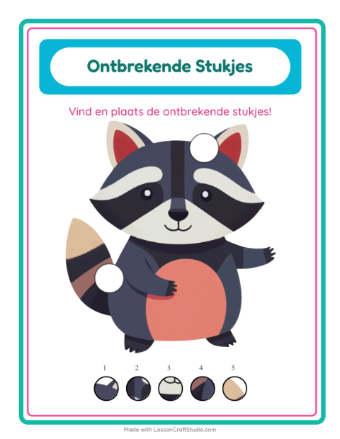 Voorbeeld van het Ontbrekende Stukken-werkblad met Kamperen voor kleuterklas