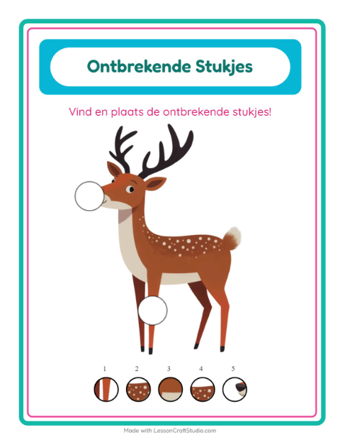 Voorbeeld van het Ontbrekende Stukken-werkblad met Kerstmis voor kleuterklas