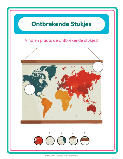 Voorbeeld van het Ontbrekende Stukken-werkblad met Klaslokaal voor kleuterklas