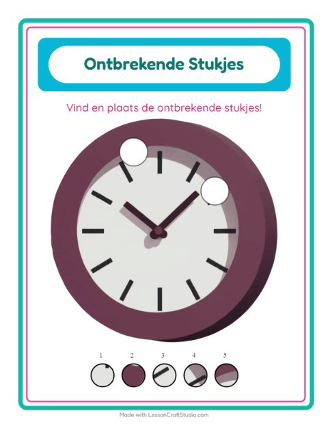 Voorbeeld van het Ontbrekende Stukken-werkblad met Rond het huis voor kleuterklas