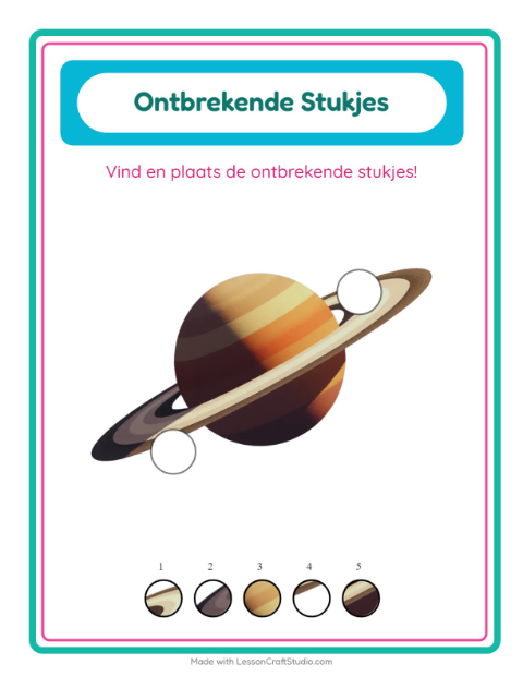 Voorbeeld van Zoek de ontbrekende stukken bij sterren – werkblad voor kleuters