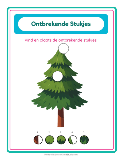 Voorbeeld van het Ontbrekende Stukken-werkblad met Winter voor kleuterklas