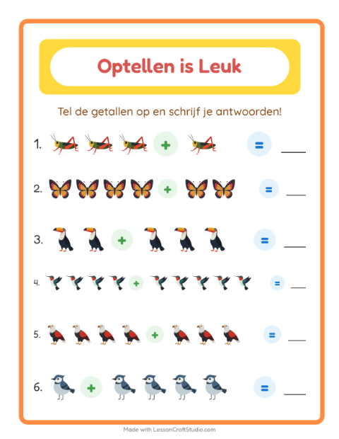 Optellen tot 10 – Dingen die vliegen