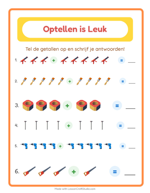 Optellen tot 10 – Gereedschap