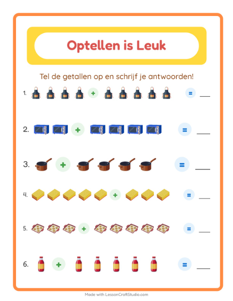 Optellen tot 10 – Keukengerei