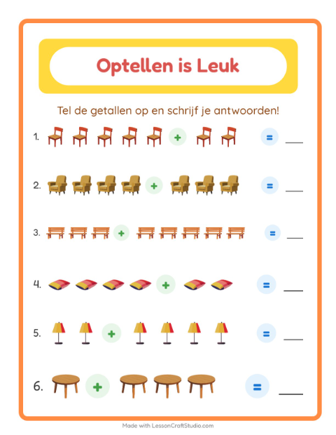 Optellen tot 10 – Meubels
