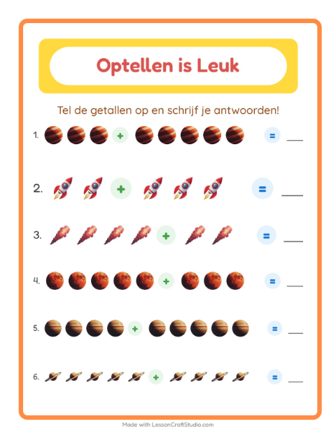 Optellen tot 10 – Ruimte