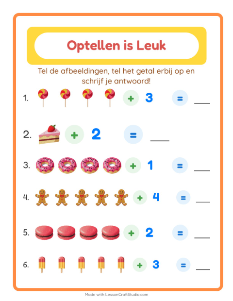 Optellen tot 10 – Desserts en snoep
