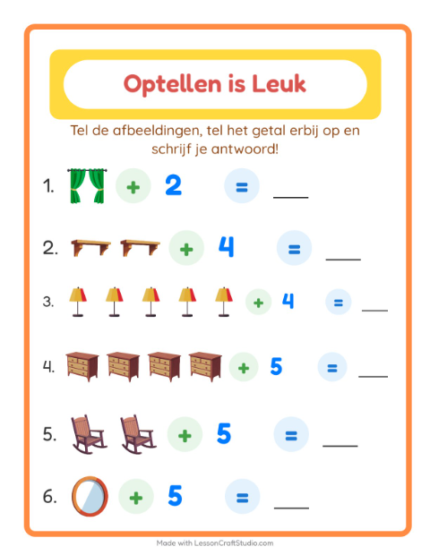 Optellen tot 10 – Meubels