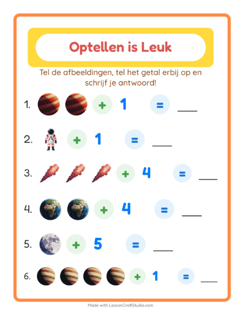 Optellen tot 10 – Ruimte