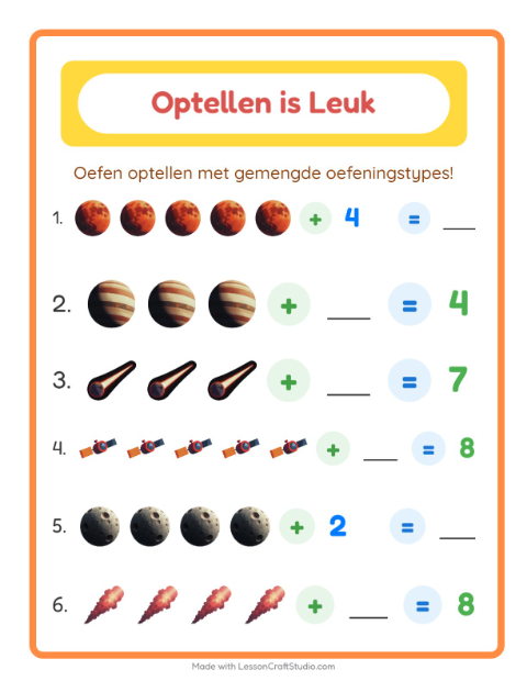 Optellen tot 10 – Ruimte
