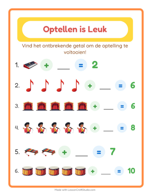 Optellen tot 10 – Muziek