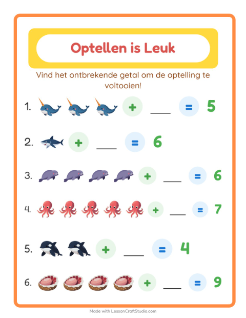 Optellen tot 10 – Oceaanleven