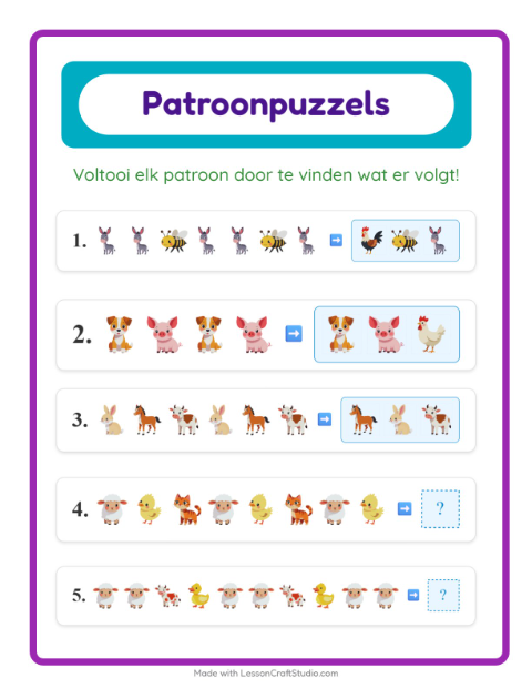 Patroon afmaken – Boerderijdieren