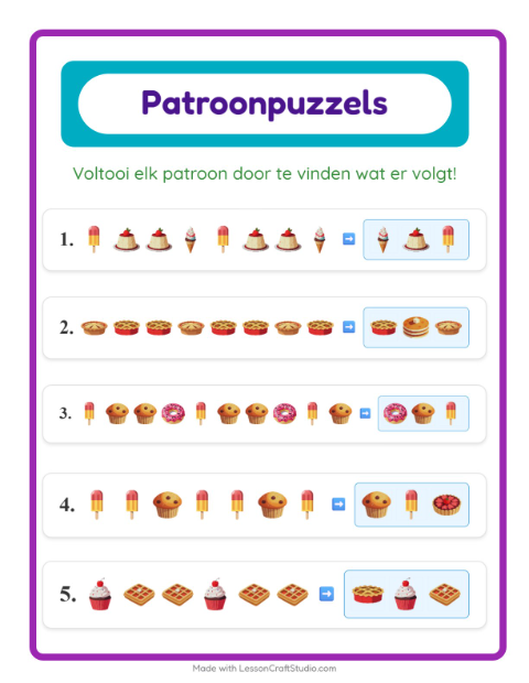 Patroon afmaken – Desserts en snoep