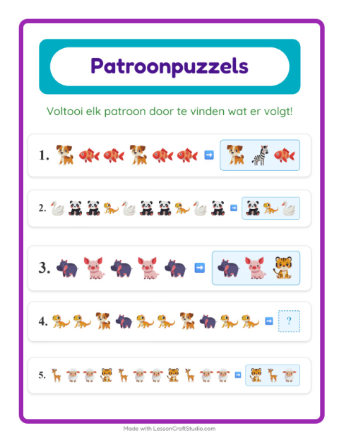 Patroon afmaken – Dieren