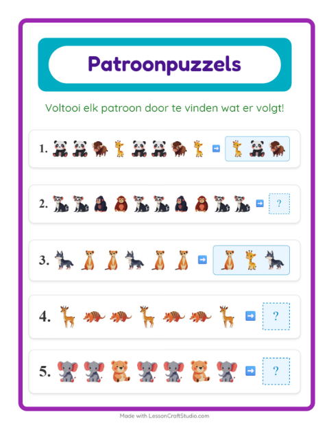 Patroon afmaken – Dierentuindieren