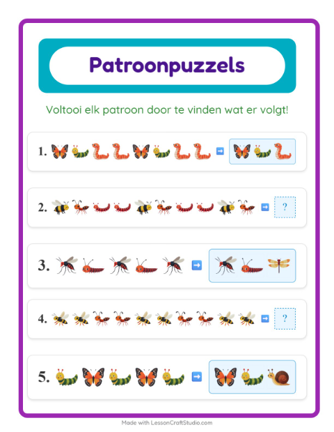 Patroon afmaken – Insecten en beestjes