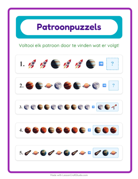 Patroon afmaken – Ruimte