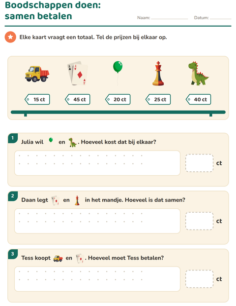Rekenen met geld: hoeveel kost dat samen?