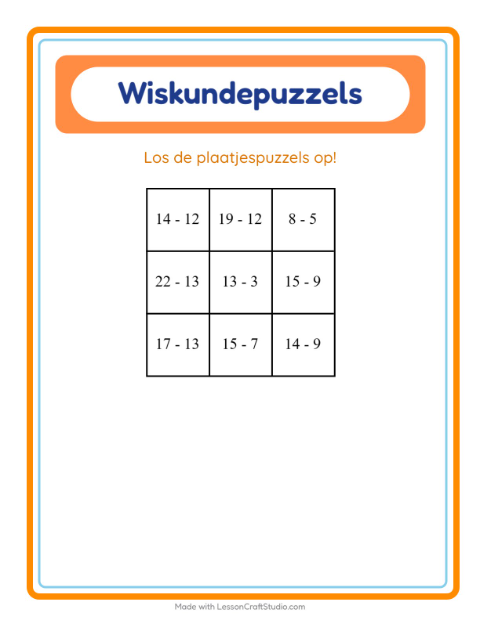 Rekenpuzzel – Dierentuindieren