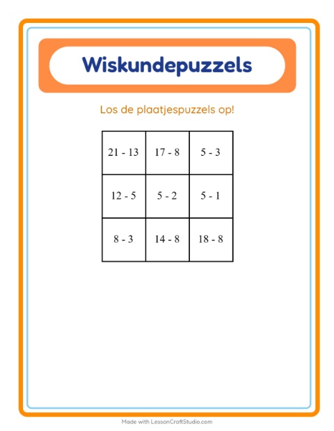 Voorbeeld van het Rekenpuzzel-werkblad met Kerstmis voor groep 3