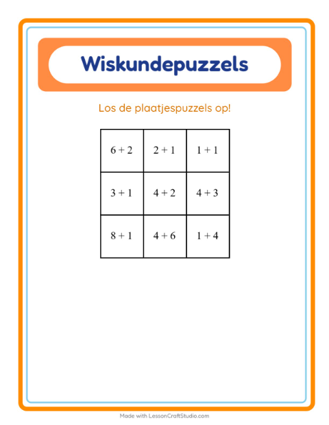 Voorbeeld van het Rekenpuzzel-werkblad met Pasen voor groep 3