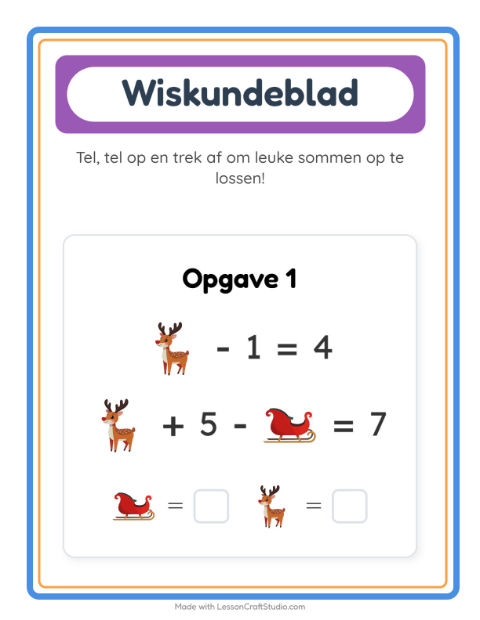 Voorbeeld van het Rekenwerkblad-werkblad met Kerstmis voor kleuterklas