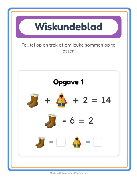 Voorbeeld van het Rekenwerkblad-werkblad met Kleding voor kleuterklas