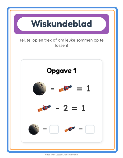 Voorbeeld van het Rekenwerkblad-werkblad met Ruimte voor kleuterklas