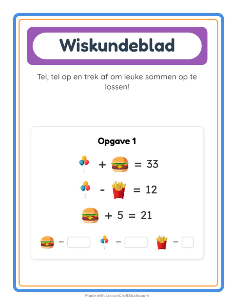 Voorbeeld van het Rekenwerkblad-werkblad met 4 juli voor kleuterklas