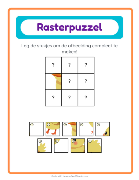 Voorbeeld van het Rooster Koppelen-werkblad met Boerderijdieren voor kleuterklas