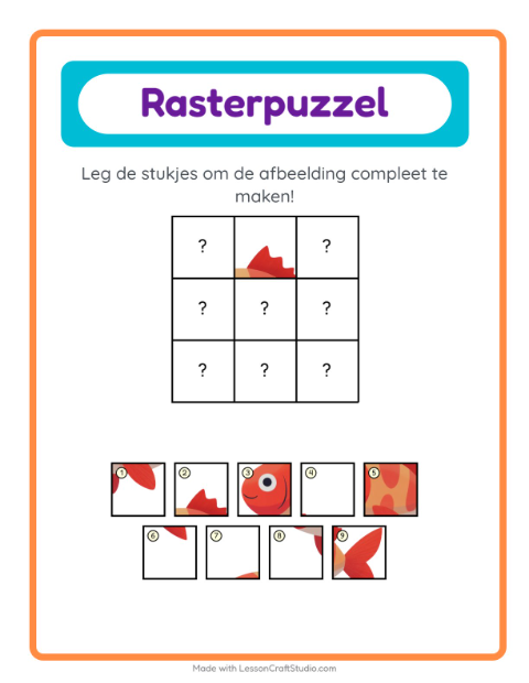 Voorbeeld van het Rooster Koppelen-werkblad met Dieren voor kleuterklas