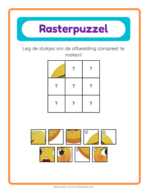 Voorbeeld van het Rooster Koppelen-werkblad met Emoties voor kleuterklas