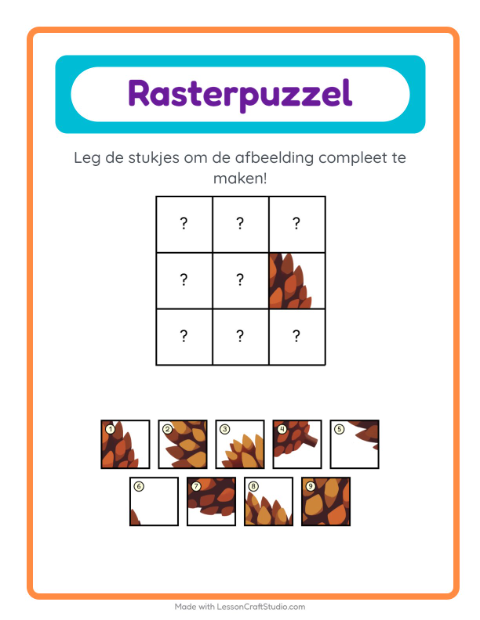 Voorbeeld van het Rooster Koppelen-werkblad met Kamperen voor kleuterklas