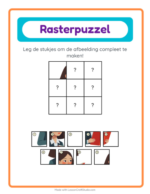 Voorbeeld van het Rooster Koppelen-werkblad met Klaslokaal voor kleuterklas