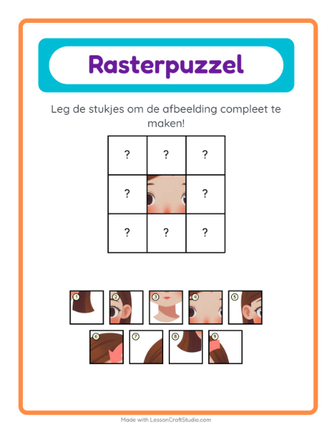 Voorbeeld van het Rooster Koppelen-werkblad met Lichaamsdelen voor kleuterklas