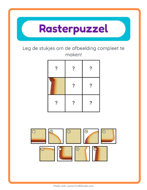 Voorbeeld van het Rooster Koppelen-werkblad met Ontbijt voor kleuterklas