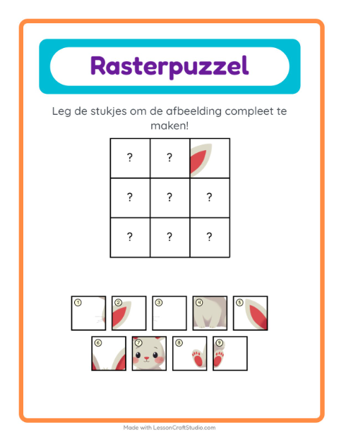 Voorbeeld van het Rooster Koppelen-werkblad met Pasen voor kleuterklas