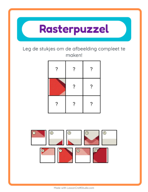 Voorbeeld van het Rooster Koppelen-werkblad met Postkantoor voor kleuterklas