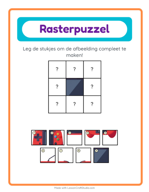 Voorbeeld van het Rooster Koppelen-werkblad met Speelgoed voor kleuterklas