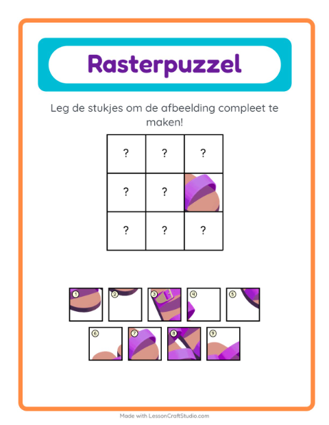Voorbeeld van het Rooster Koppelen-werkblad met Strand voor kleuterklas