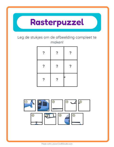 Voorbeeld van het Rooster Koppelen-werkblad met Voertuigen voor kleuterklas