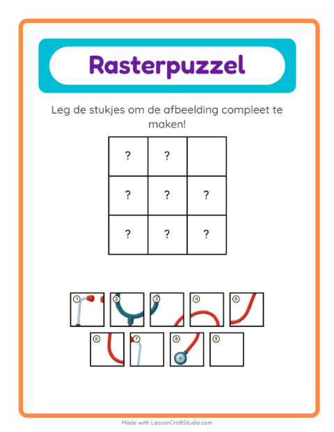 Voorbeeld van het Rooster Koppelen-werkblad met Ziekenhuis voor kleuterklas