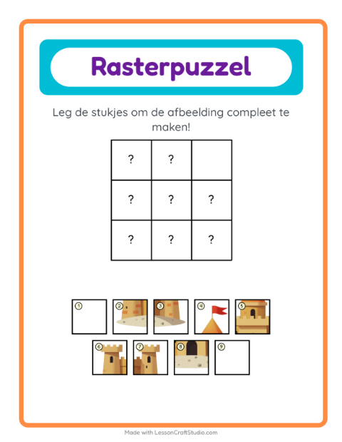 Voorbeeld van het Rooster Koppelen-werkblad met Zomer voor kleuterklas