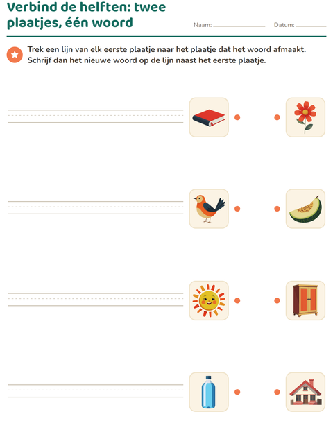 Voorbeeld van het Samenstellingen-werkblad voor groep 4
