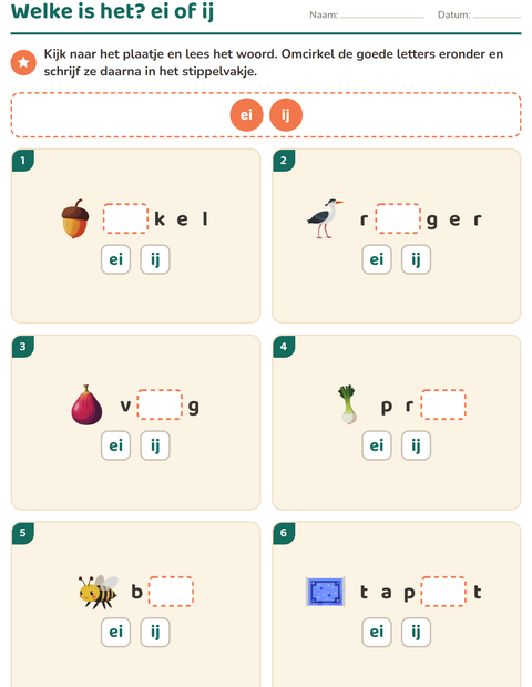 Voorbeeld van het Spellingregels-werkblad voor groep 4