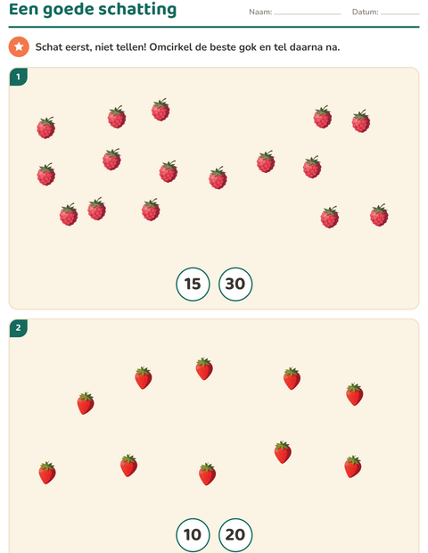 Voorbeeld van het Tellen met plaatjes-werkblad met Fruit voor kleuterklas